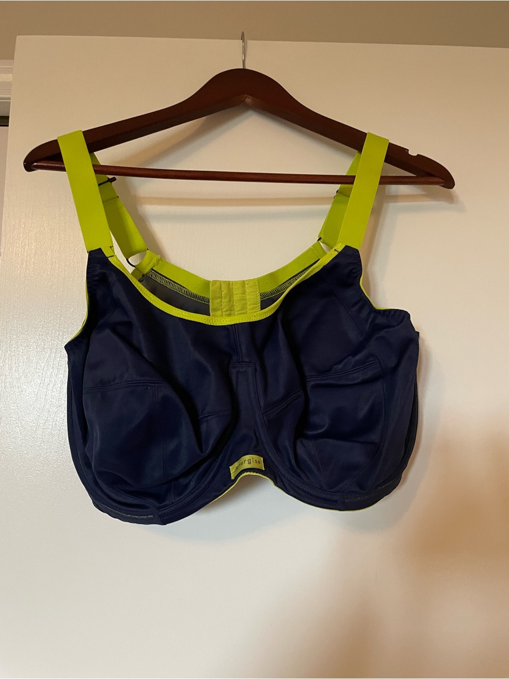 Elomi Navy Bra with Neon Yellow Trim
